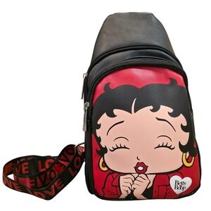 Betty Boop Sling Bag Black Red Love Strap Crossbody Purse